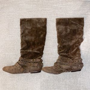 Bakers Brown Suede Studded Boots